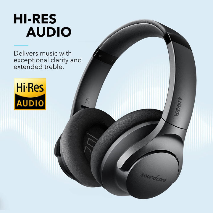 Soundcore  Life Q20 Hybrid Active Noise Cancelling Headphones, Wireless over Ear Bluetooth Headphones, 40H Playtime, Hi-Res Audio, Deep Bass, Memory Foam Ear Cups, for Travel, Home Office