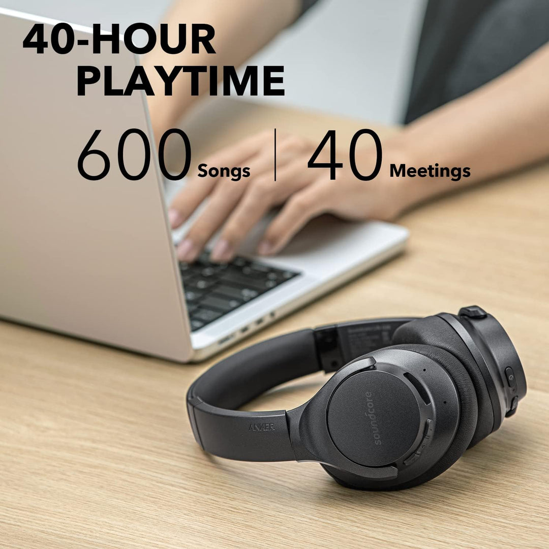 Soundcore  Life Q20 Hybrid Active Noise Cancelling Headphones, Wireless over Ear Bluetooth Headphones, 40H Playtime, Hi-Res Audio, Deep Bass, Memory Foam Ear Cups, for Travel, Home Office