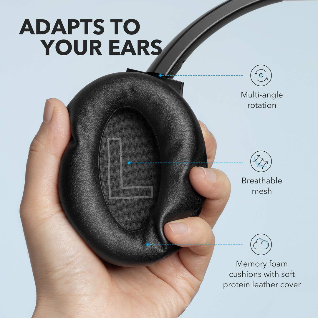 Soundcore  Life Q20 Hybrid Active Noise Cancelling Headphones, Wireless over Ear Bluetooth Headphones, 40H Playtime, Hi-Res Audio, Deep Bass, Memory Foam Ear Cups, for Travel, Home Office